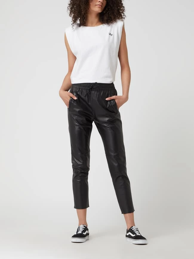 Oakwood Cropped Lederhose Mit Tunnelzug - Schwarz