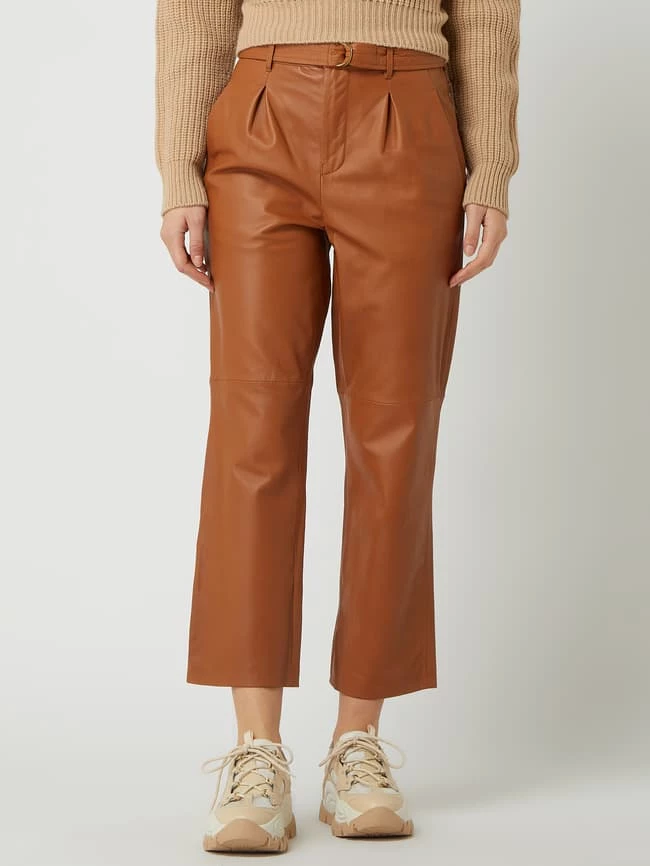 Goosecraft Bundfaltenhose Aus Leder Modell 'Benedict' - Cognac – Bild 4