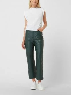 YOUNG POETS SOCIETY Cropped Lederhose Mit Eingrifftaschen Modell 'Lena' - Dunkelgrün