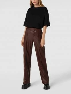 REVIEW Hose In Leder-Optik - Mittelbraun