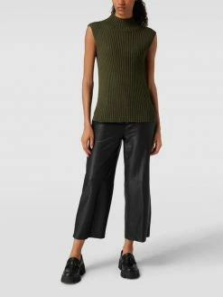 MAC Cropped Hose In Leder-Optik Modell 'CHIARA' - Schwarz