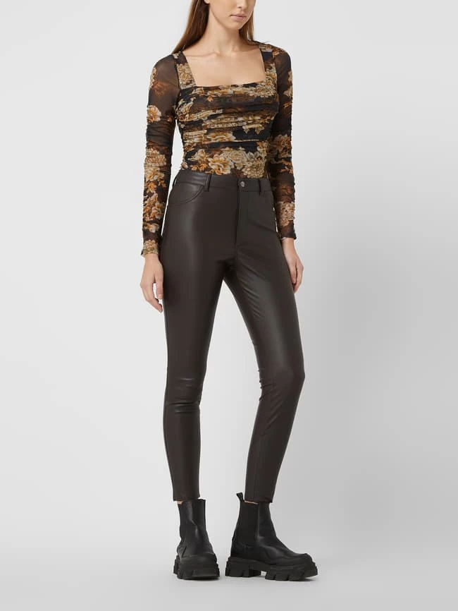 Marciano Guess Skinny Fit Hose In Leder-Optik Modell 'Nova' - Dunkelbraun