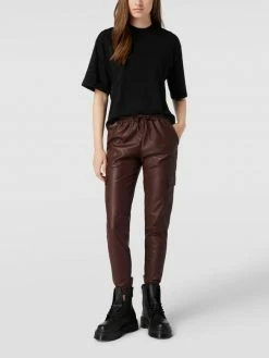 REVIEW Hose In Leder-Optik - Mittelbraun