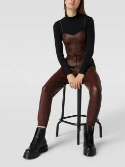 REVIEW Hose In Leder-Optik - Mittelbraun