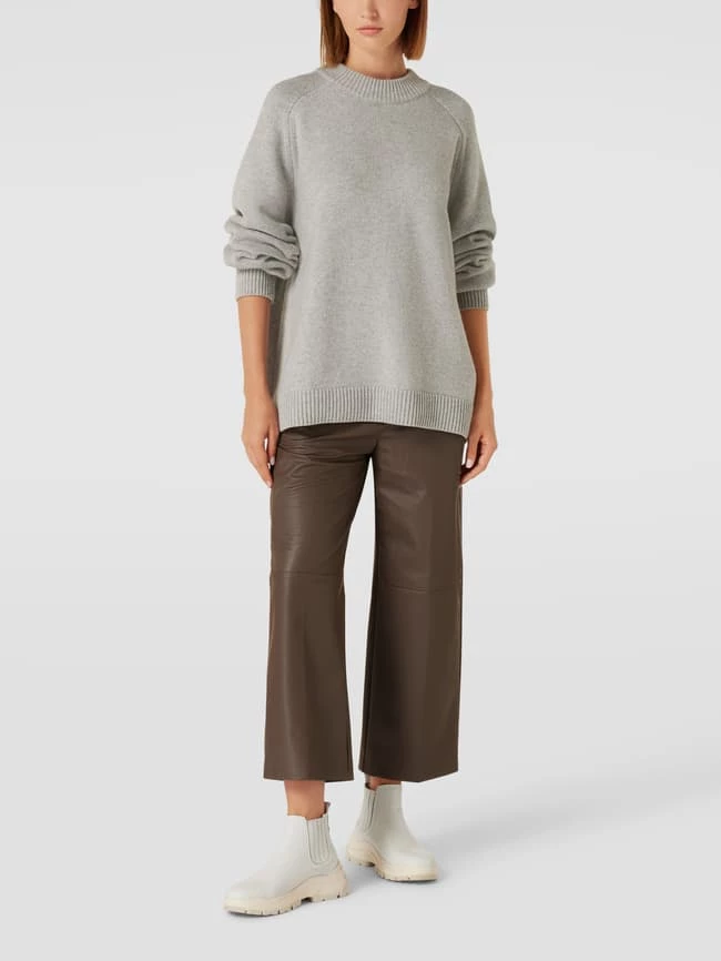 MAC Cropped Hose In Leder-Optik Modell 'CHIARA' - Taupe